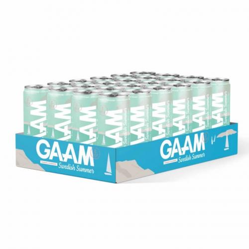 GAAM Energy - Swedish Summer Rabarber Jordgubb 33cl x 24st (helt flak) Coopers Candy