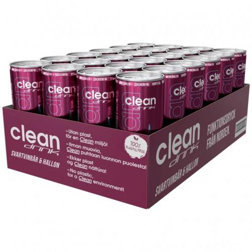 Clean Drink - Svartvinbr & Hallon 33cl x 24st (helt flak) Coopers Candy