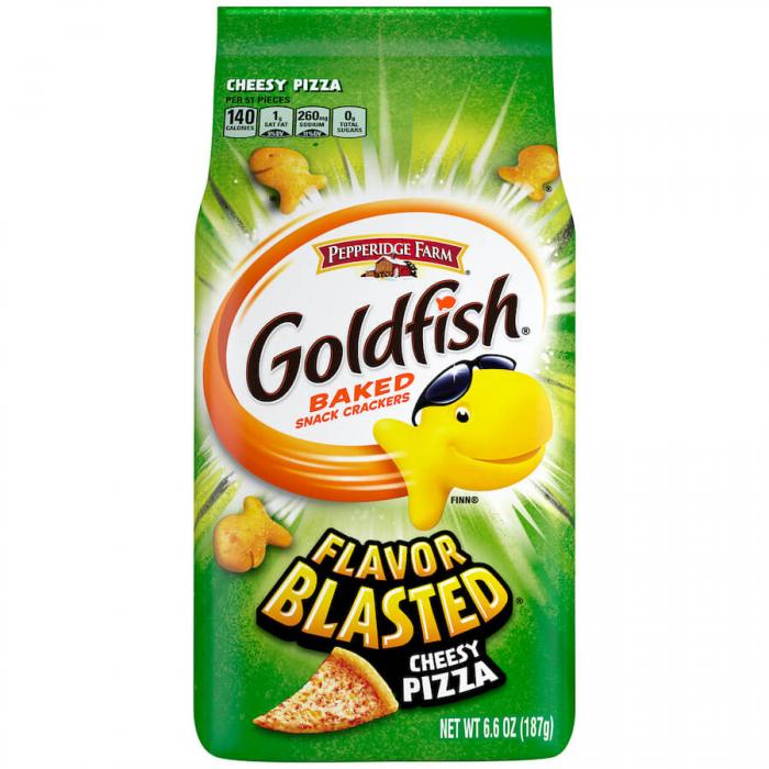 Köp Goldfish Flavor Blasted Cheesy Pizza 187g hos Coopers Candy