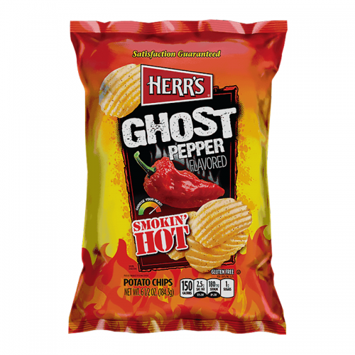 Köp Herrs Smokin Hot Ghost Pepper Flavor Chips 184.3g hos Coopers Candy