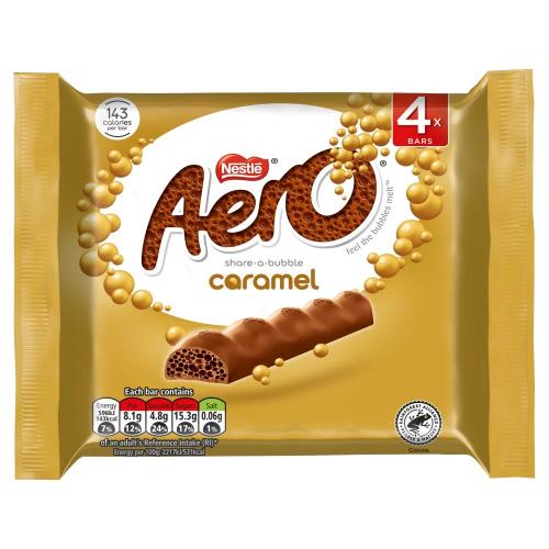 Aero Chocolate Caramel 4-pack 108g (BF: 2023-12-31) Coopers Candy