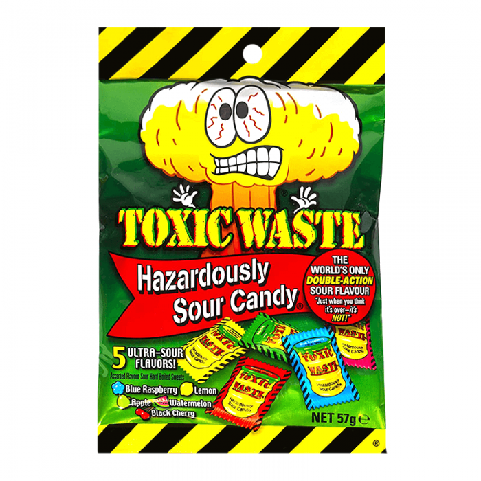 Köp Toxic Waste Extreme Sour Candy Bag 57g hos Coopers Candy
