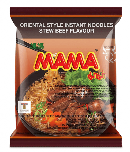Köp Mama Instant Noodles Stew Beef 60g hos Coopers Candy