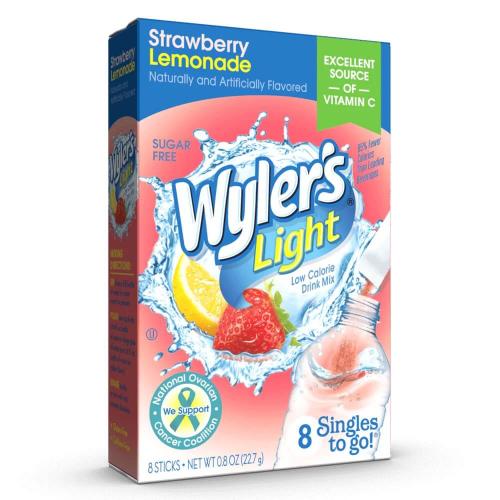 Wylers Light Singles To Go 8-pack - Strawberry Lemonade Coopers Candy
