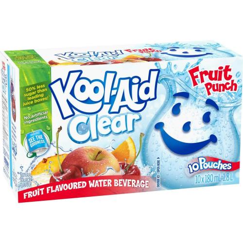 Köp KoolAid Clear Pouches Fruit Punch 10st hos Coopers Candy
