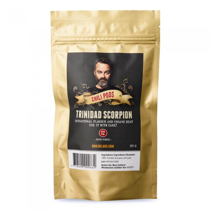 Köp Chili Klaus Trinidad Scorpion Pods 20g hos Coopers Candy