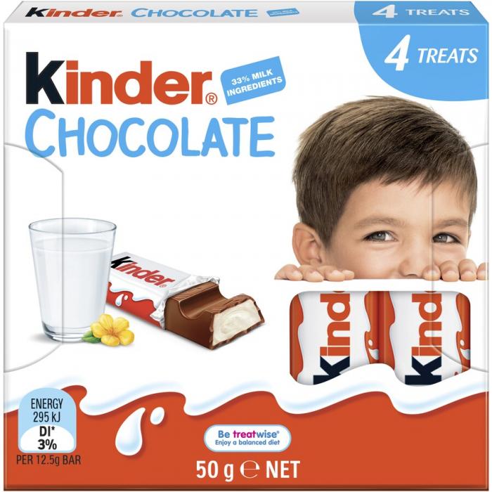 Köp Kinder Chocolate 4p 50g hos Coopers Candy