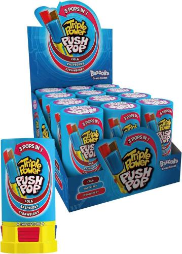 Bazooka Triple Power Push Pop 34g (1st) Coopers Candy