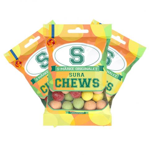 S-Mrke Chews Sura 70g x 3st Coopers Candy
