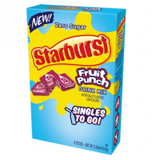 Starburst Zero Sugar Fruit Punch Singles to Go 6-pack Coopers Candy