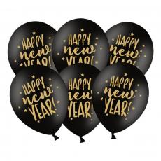 Ballonger Happy New Year Svart/Guld 6-pack Coopers Candy