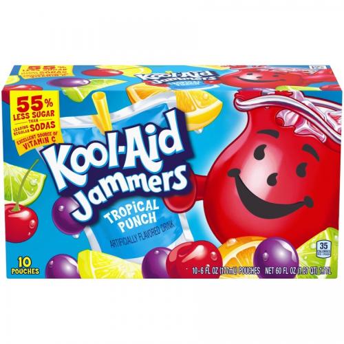 Köp KoolAid Jammers Tropical Punch 10pack hos Coopers Candy