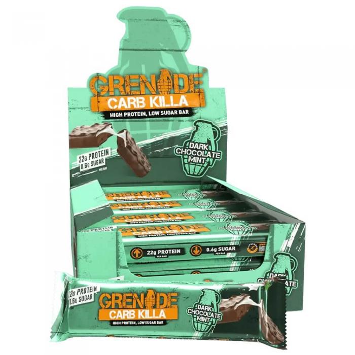Köp Grenade Protein Bar Dark Chocolate Mint 60g x 12st (hel låda) hos