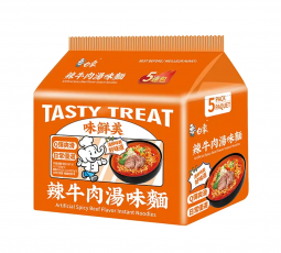 Baixiang Tasty Treat Instant Noodles Spicy Beef 5-Pack 430g Coopers Candy