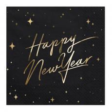 Servetter Happy New Year Guld Metallic/Svart 20-pack Coopers Candy