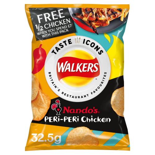 Köp Walkers Nandos Periperi Chicken Chips 125g hos Coopers Candy