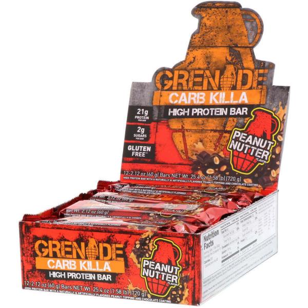 Köp Grenade Carb Killa Peanut Nutter Bars 60g x 12st hos Coopers Candy
