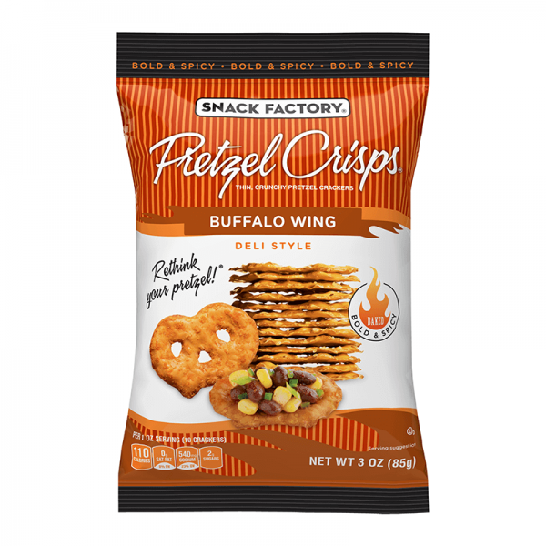 Köp Snack Factory Pretzel Crisps Buffalo Wing 85g hos Coopers Candy