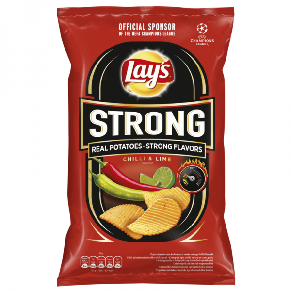 Köp Lays Strong Chilli & Lime Chips 130g hos Coopers Candy