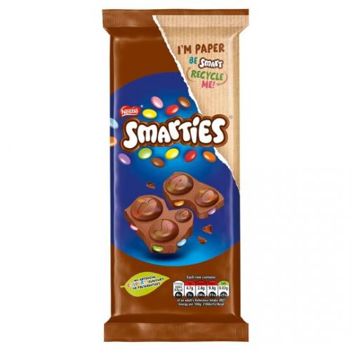 Köp Smarties Milk Chocolate Block 90g hos Coopers Candy