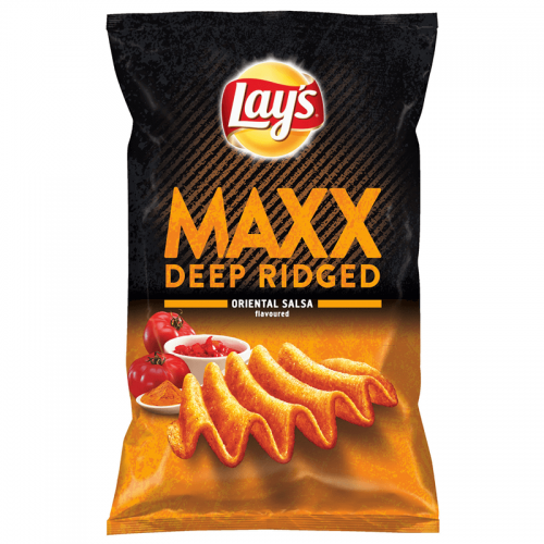 Köp Lays MAXX Deep Ridged Oriental Salsa Chips 130g hos Coopers Candy