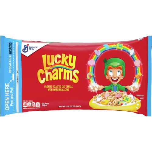 Köp Lucky Charms Cereal Bag 907g hos Coopers Candy