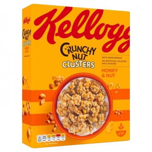 Köp Kelloggs Crunchy Nut Honey & Nut Clusters Cereal 450g hos Coopers Candy