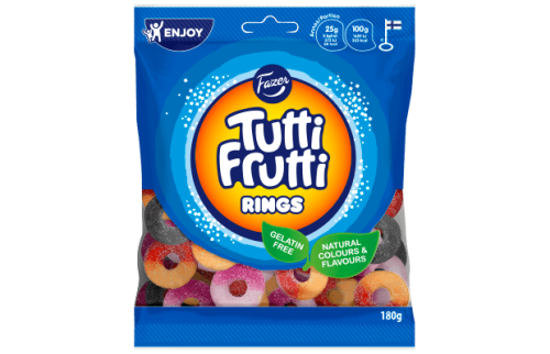 Fazer Tutti Frutti Rings 120g(BF:2025-02-02) Coopers Candy