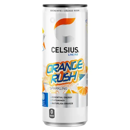 Celsius Orange Rush 355ml(BF:2025-08-31) Coopers Candy