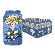 Warheads Sour Soda - Blue Raspberry 355ml x 12st (helt flak) Coopers Candy