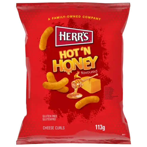 Herrs Hot n Honey Cheese Curls 113g Coopers Candy