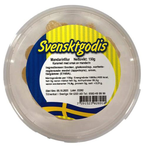 Svenskt Godis Klassiker - Mandarinfilur 150g(BF:2025-10-09) Coopers Candy