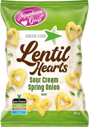 Green Star Lentil Hearts Sour Cream & Onion 100g(BF:2025-05-11) Coopers Candy