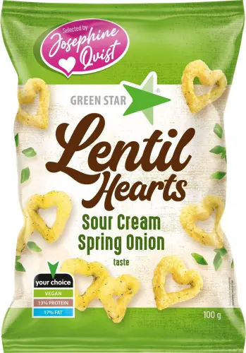 Green Star Lentil Hearts Sour Cream & Onion 100g Coopers Candy