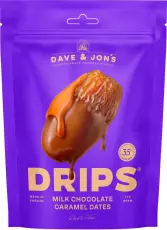 Dave & Jons Drips Dadlar med Kola & Mj&ouml;lkchoklad 100g Coopers Candy
