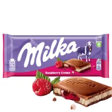 Milka Mj&ouml;lkchokladkaka Raspberry Creme 100g Coopers Candy