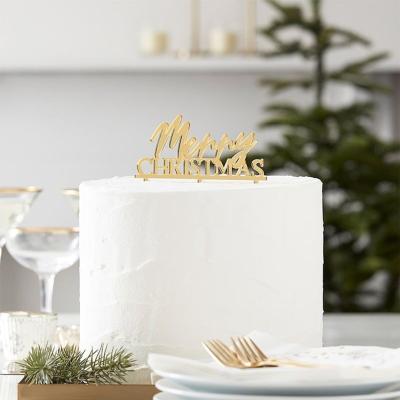 Tårtdekoration Merry Christmas Guld