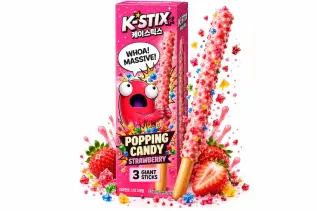 K-Stix Popping Candy Strawberry 57g Coopers Candy