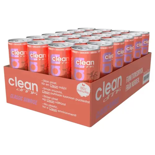 Clean Drink Sunrise - Mango & Persika 33cl x 24st (helt flak) Coopers Candy