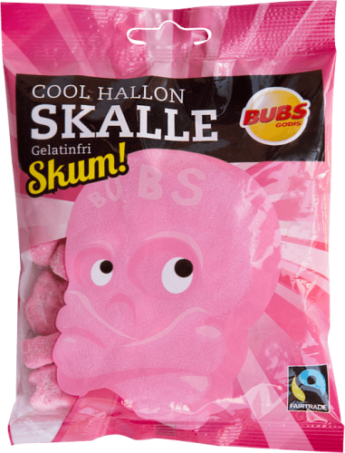 Bubs Cool Hallonskalle Skum rosa 90g x 12st Coopers Candy
