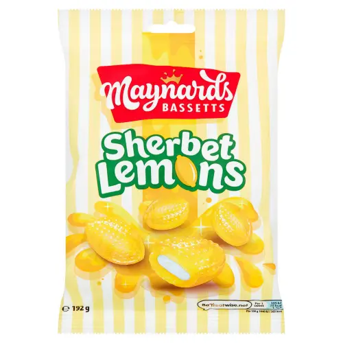 Maynards Bassetts Sherbet Lemons Sweets Bag 192g Coopers Candy