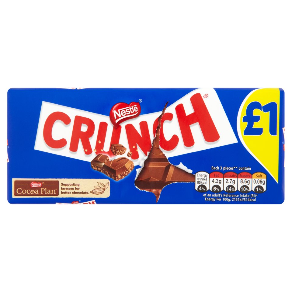Läs mer om Nestle Crunch Milk Chocolate Bar 100g
