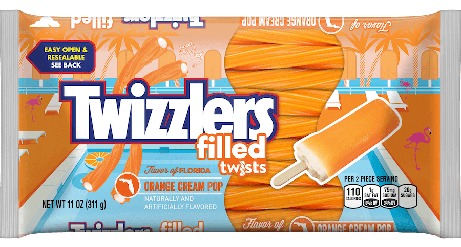 Läs mer om Twizzlers Orange Cream Pop Filled Twists 311g