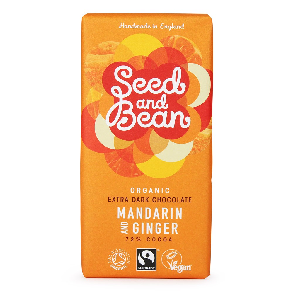 Organic Seed & Bean Company Organic Extra Dark Chocolate Mandarin and Ginger 85g