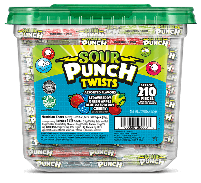 Sour Punch Assorted Twists Tub 255 bitar