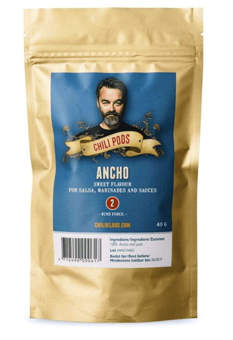 Chili Klaus Ancho pods in bag 40g