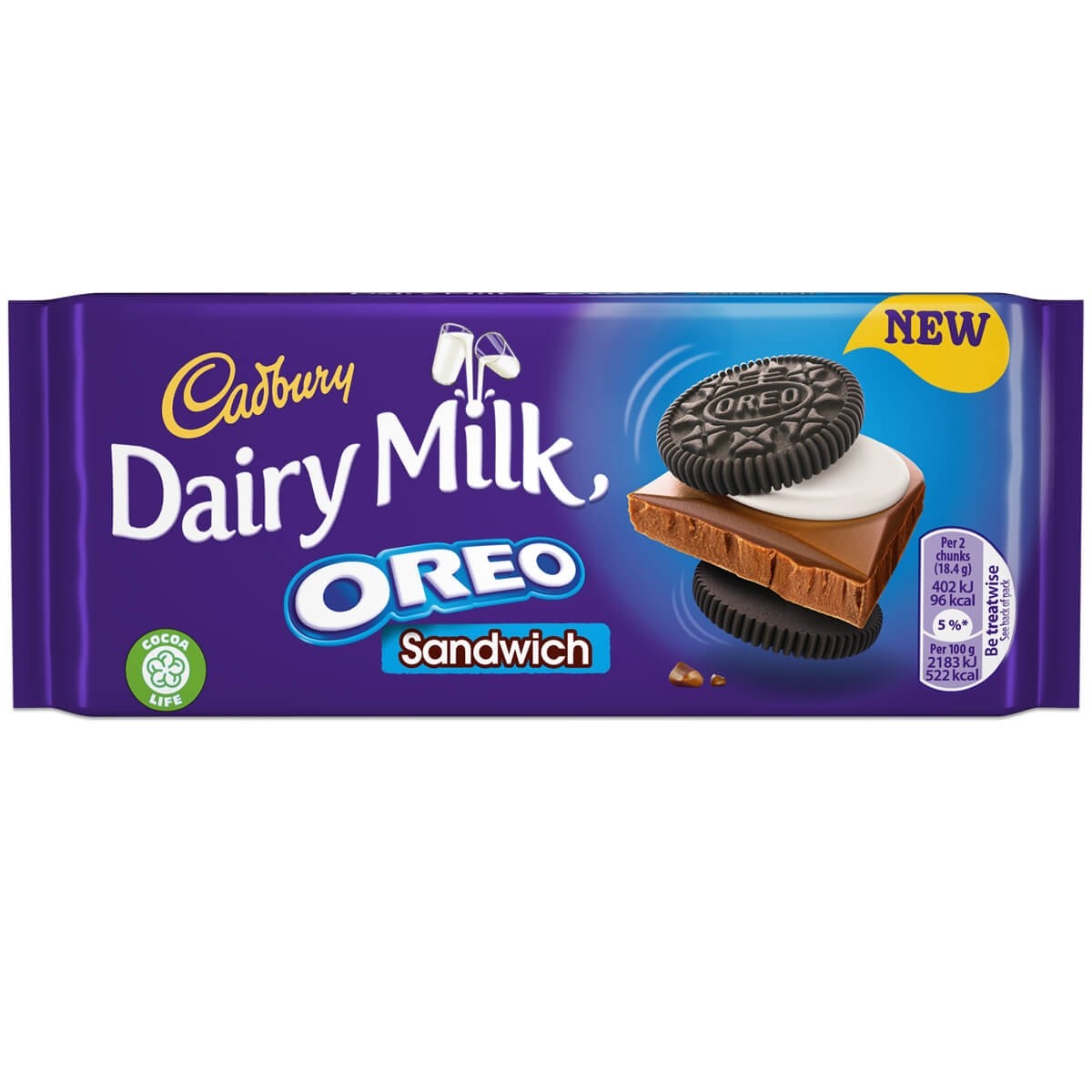 Läs mer om Cadbury Dairy Milk Oreo Sandwich 96g