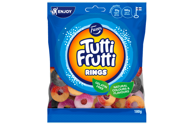 Läs mer om Fazer Tutti Frutti Rings 120g