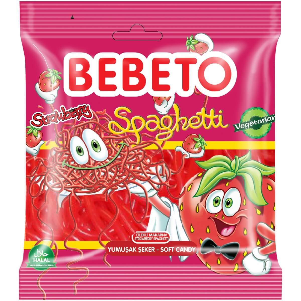 Läs mer om Bebeto Spaghetti Strawberry 80g