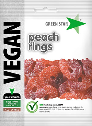 Green Star Vegan Peach Rings 80g